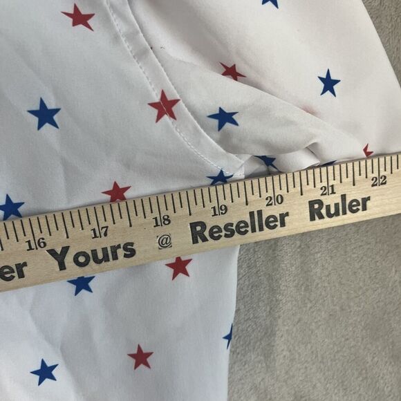 DIXXON Mens S Star Print Red White & Blue Casual Performance Button Down Shirt - Picture 5 of 6